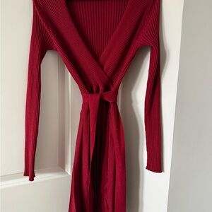 SHEIN Red Long Sleeve Dress